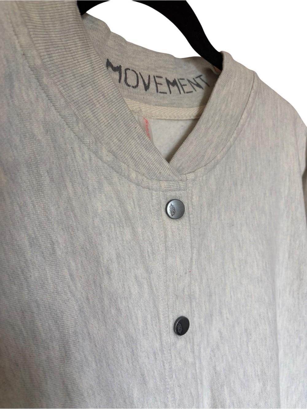 Free People For The Win Oversized Snap-Front Sweatshirt Jacket -Oatmeal Heather - Picture 7 of 8